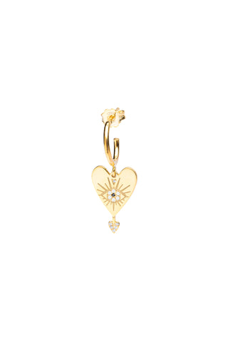 L' amoureux Hoop with White zircon Single Earring- Gold Plated