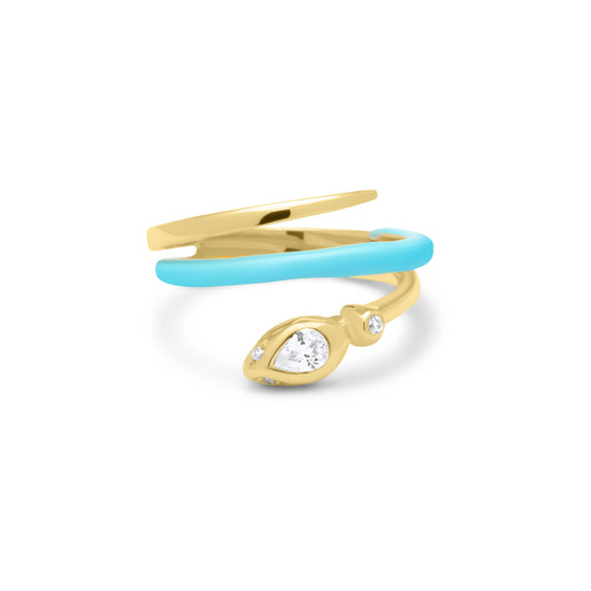 Turquoise Snake Ring - Gold Plated