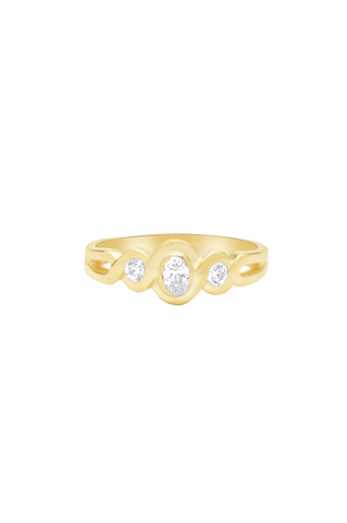 Twist with Stones Ring - Gold Plated