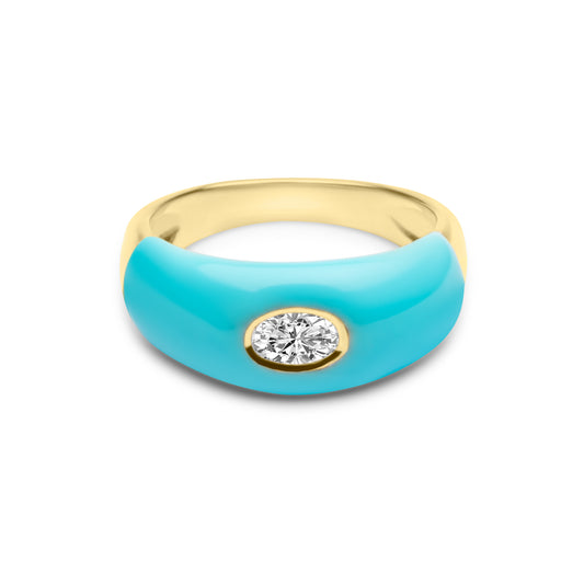 Turquoise Thick Ring - Gold Plated