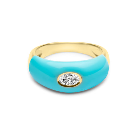 Turquoise Thick Ring - Gold Plated