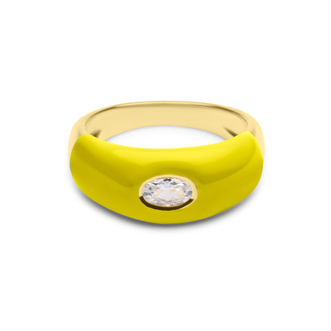 Lime Thick Ring - Gold Plated