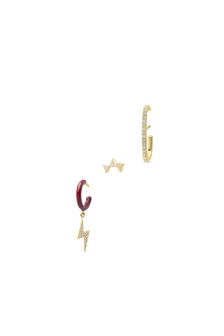 Rock Set Earrings - Gold Plated