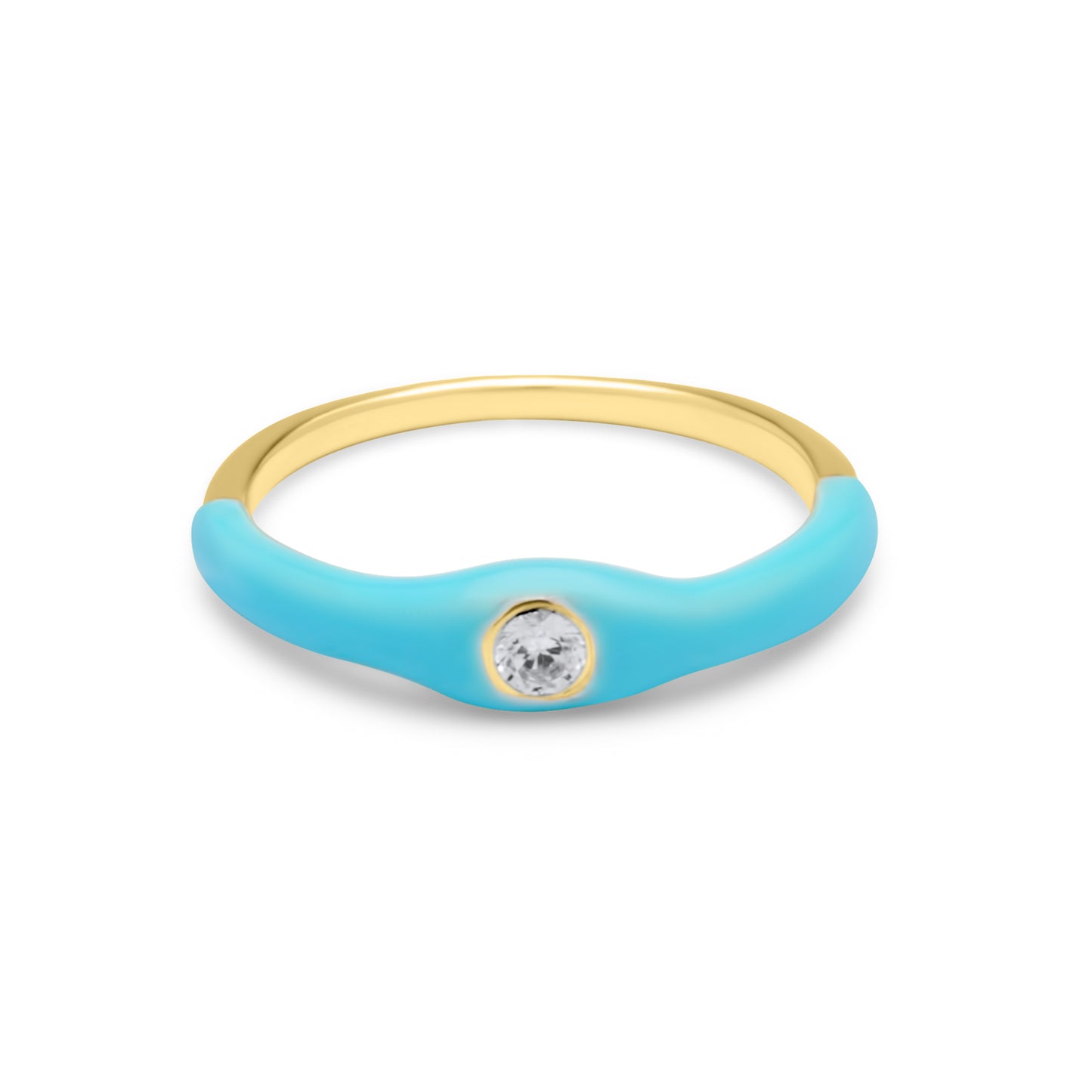 Turquoise One Stone Ring - Gold Plated