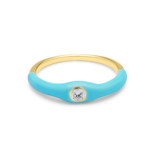 Turquoise One Stone Ring - Gold Plated