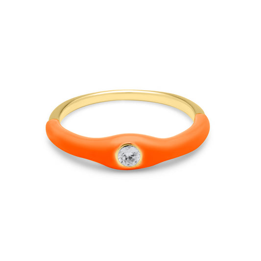 Coral One Stone Ring - Gold Plated