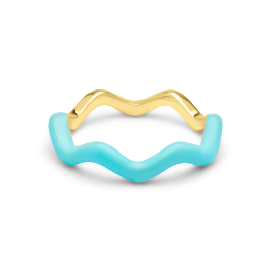 Turquoise Zic Zac Ring - Gold Plated