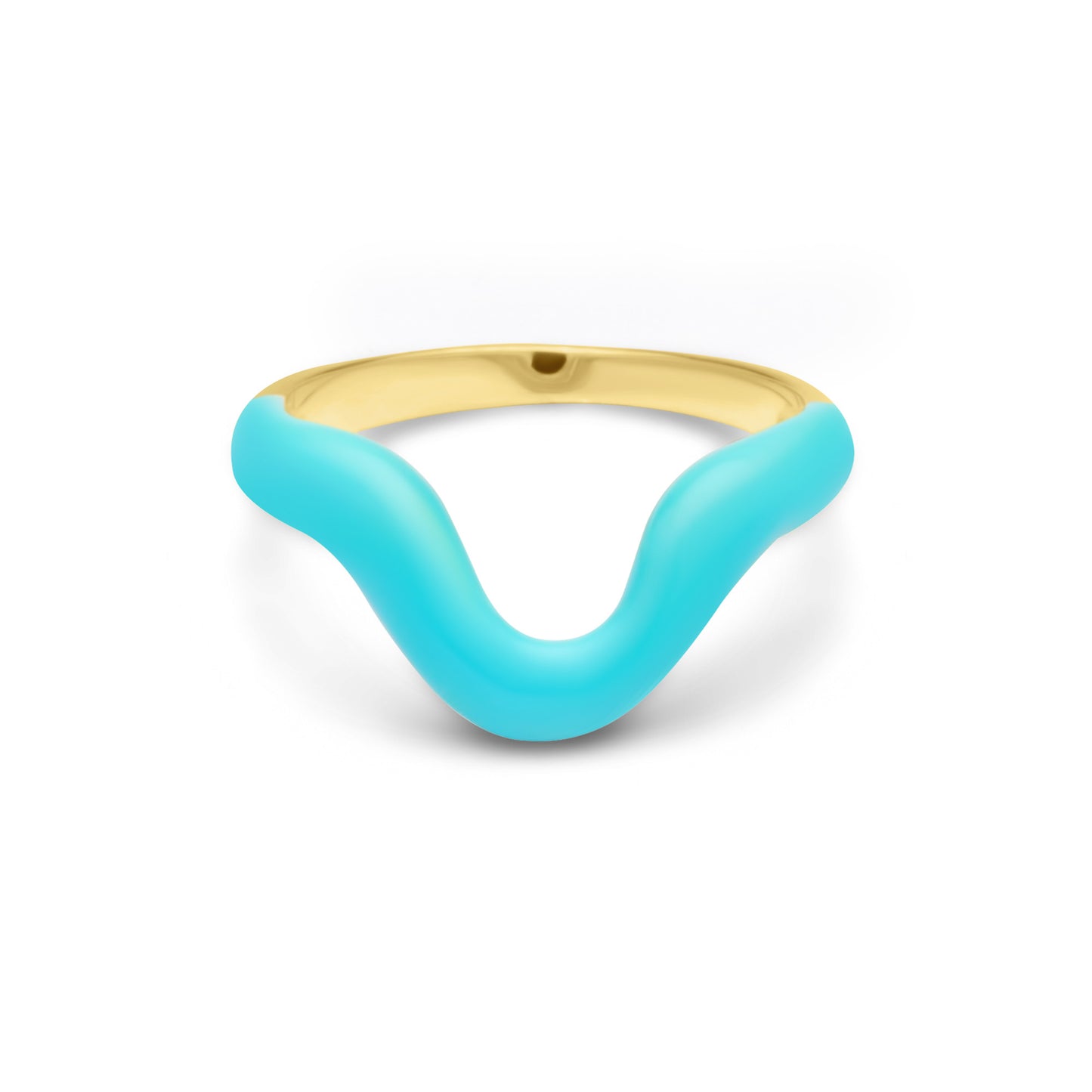Turquoise U Ring - Gold Plated