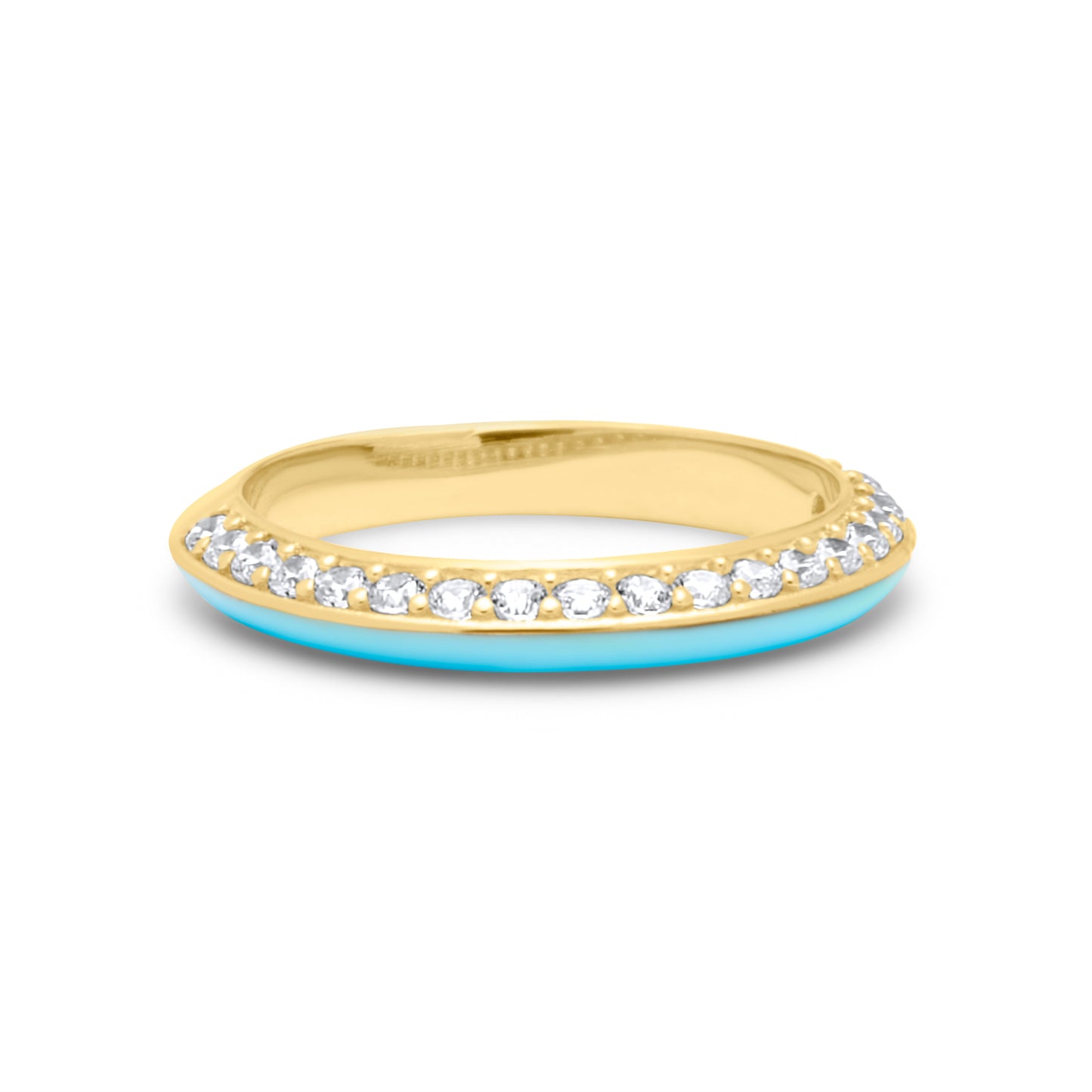 Turquoise One Side Stones Ring - Gold Plated