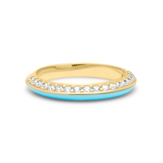 Turquoise One Side Stones Ring - Gold Plated