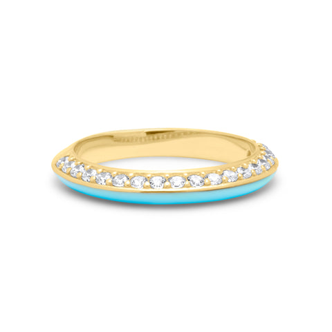 Turquoise One Side Stones Ring - Gold Plated