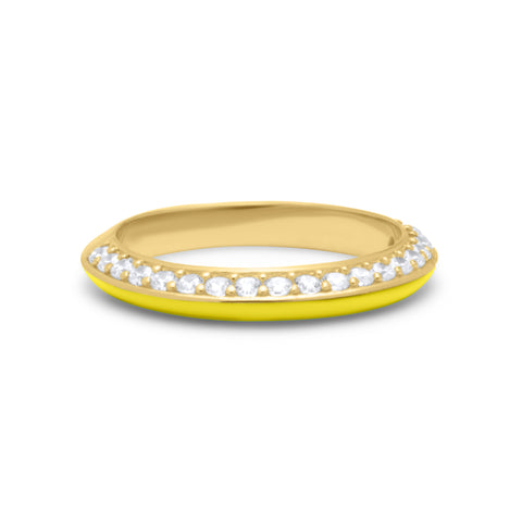 Lime One Side Stones Ring - Gold Plated