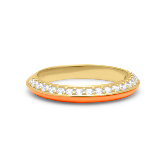 Coral One Side Stones Ring - Gold Plated