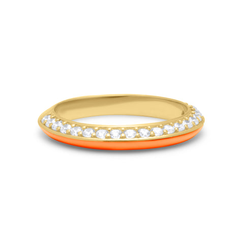 Coral One Side Stones Ring - Gold Plated