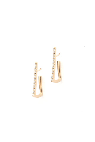 L Pair Hoops with White zircon - Gold Plated