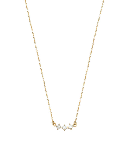 White Little Rhombus Necklace - Gold Plated