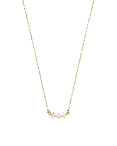 White Little Rhombus Necklace - Gold Plated