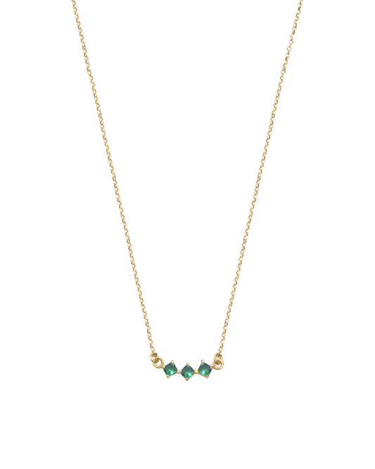 Emerald Little Rhombus Necklace - Gold Plated
