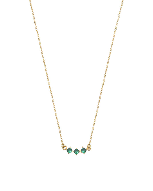 Emerald Little Rhombus Necklace - Gold Plated