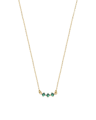 Emerald Little Rhombus Necklace - Gold Plated