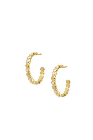 Dots Pair Hoops Earrings - Gold Plated