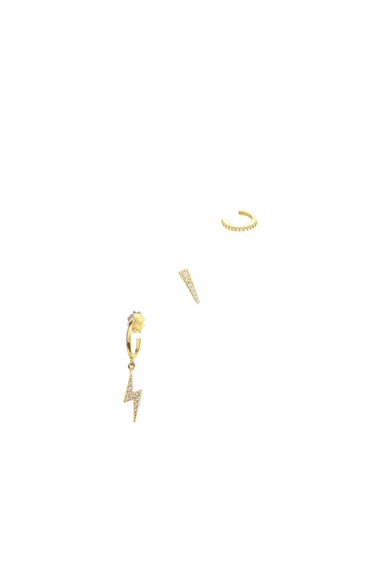 Lightning Set Earrings - Gold Plated