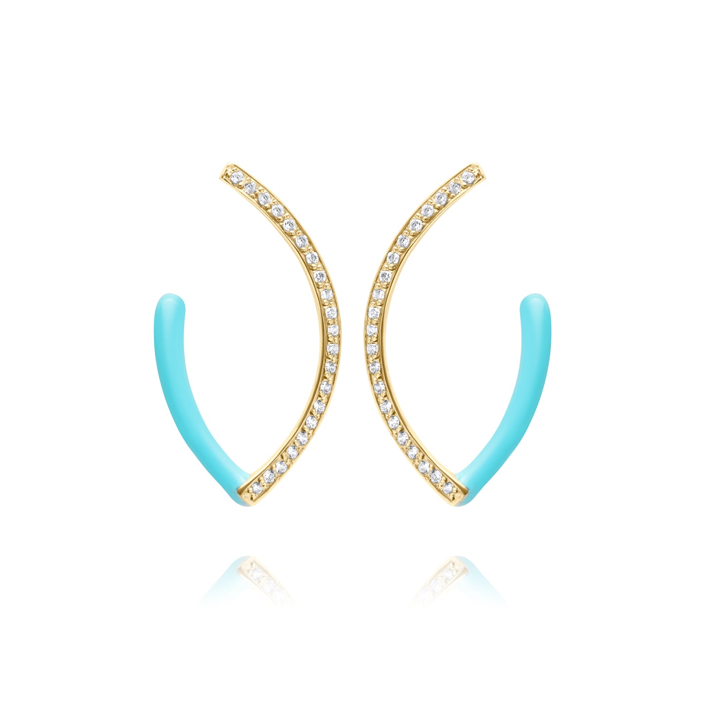 Turquoise Naveta Pair Earrings - Gold Plated