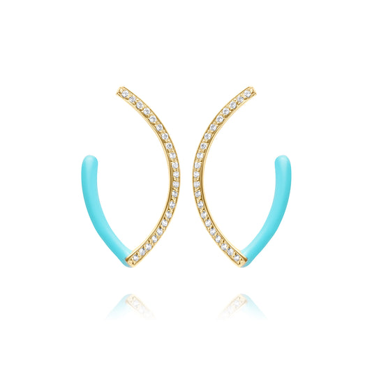 Turquoise Naveta Pair Earrings - Gold Plated