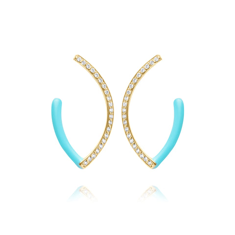 Turquoise Naveta Pair Earrings - Gold Plated