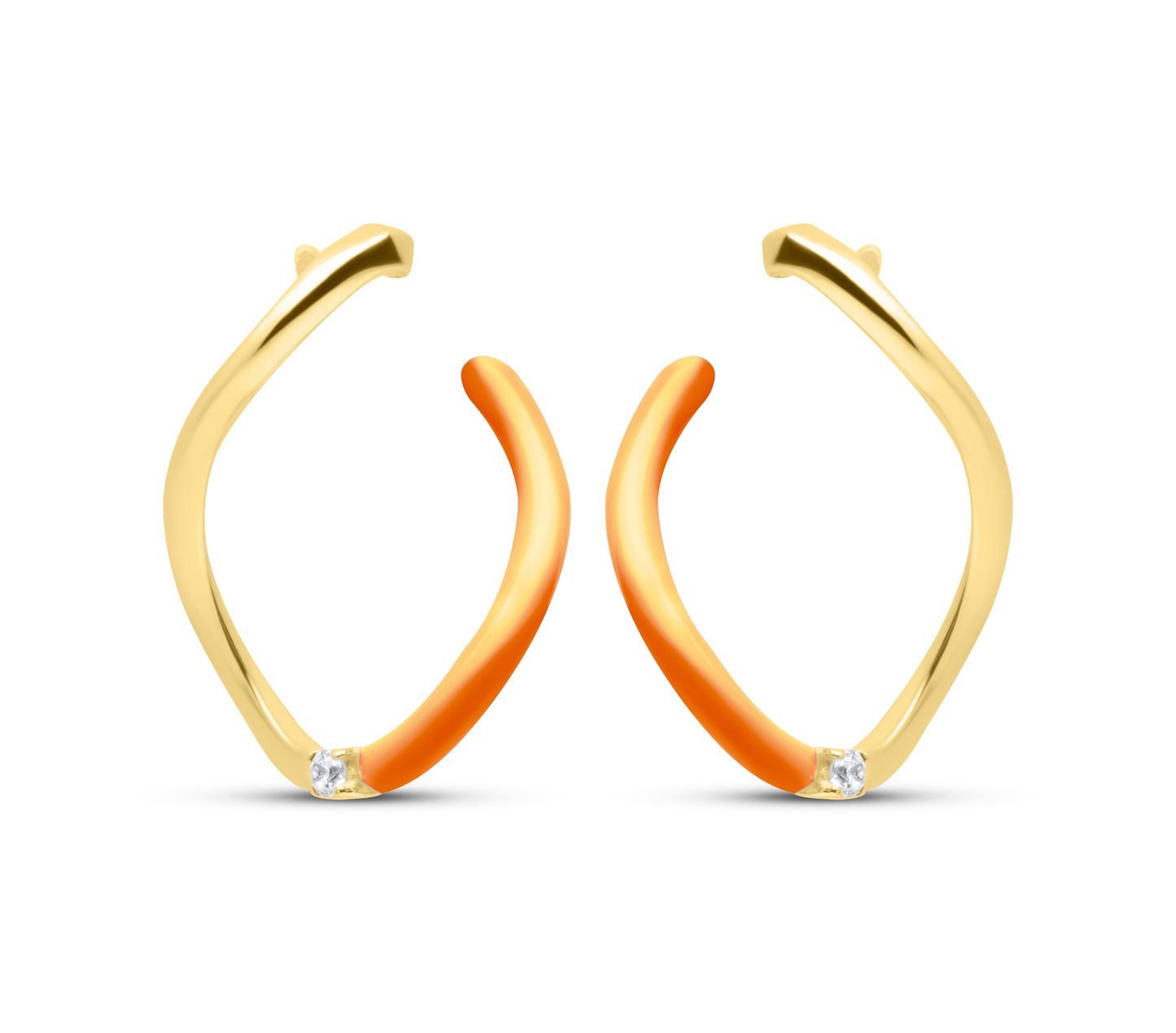 Coral Wave Pair Earrings - Gold Plated