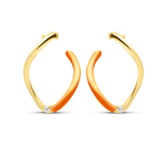 Coral Wave Pair Earrings - Gold Plated