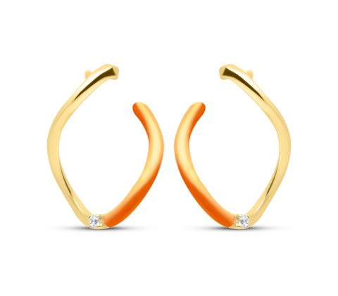 Coral Wave Pair Earrings - Gold Plated
