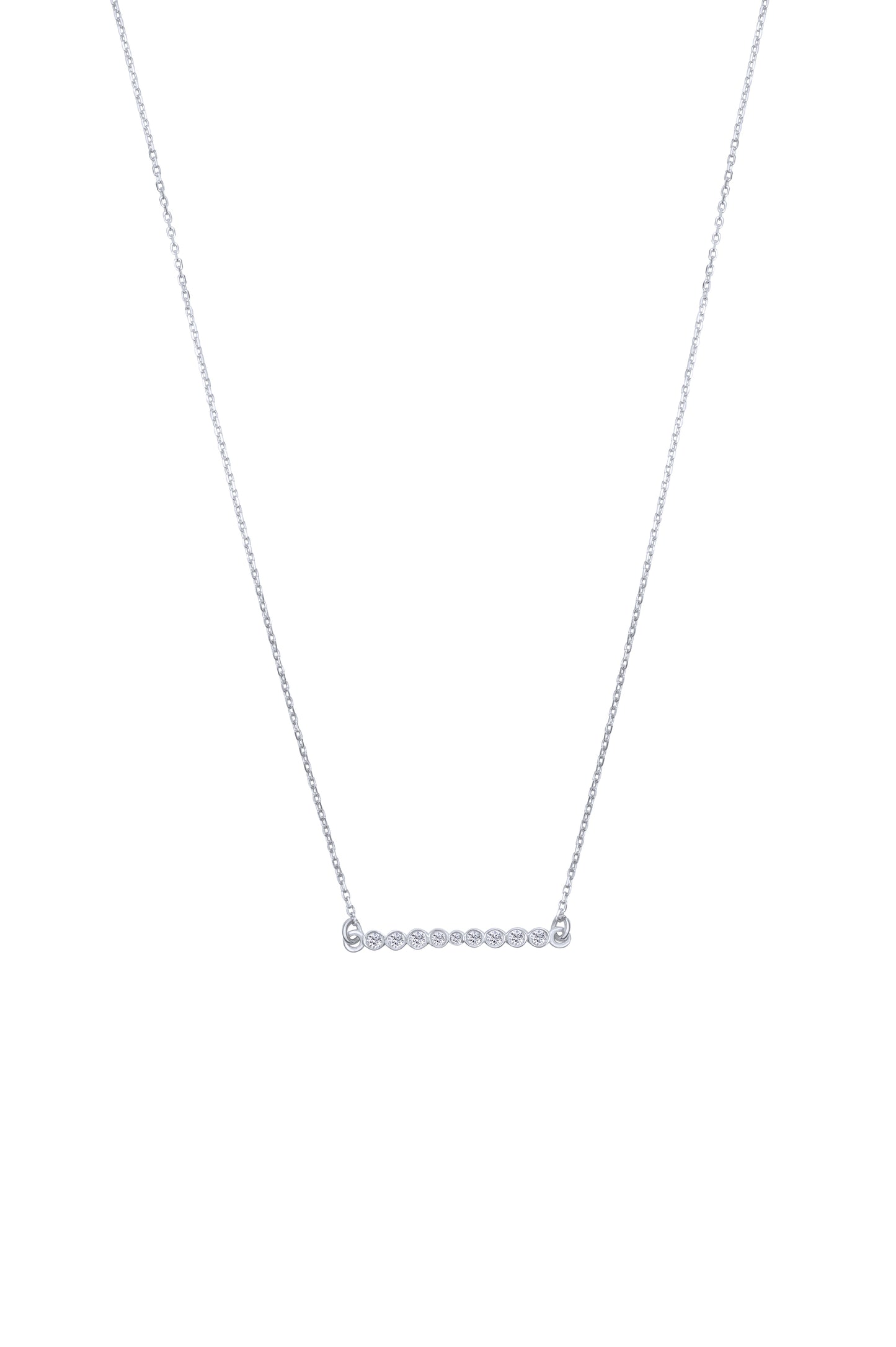 Bubble Line Necklace - Silver Rhodium Plated