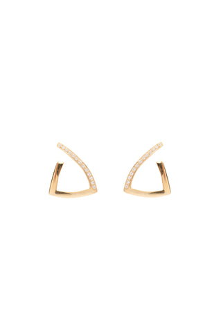 Shinny Triangle Pair Earrings with stone - Gold Plated