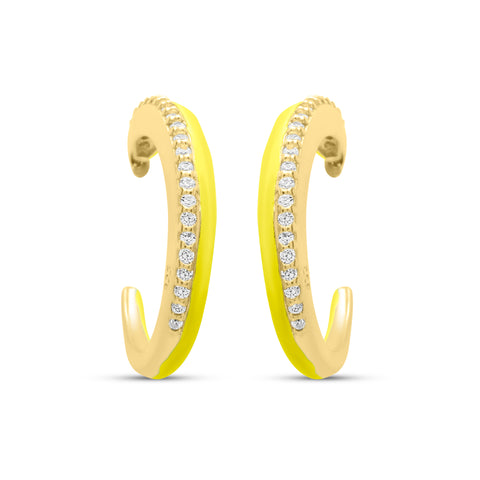 Lime One Side Stones Pair Earrings - Gold Plated