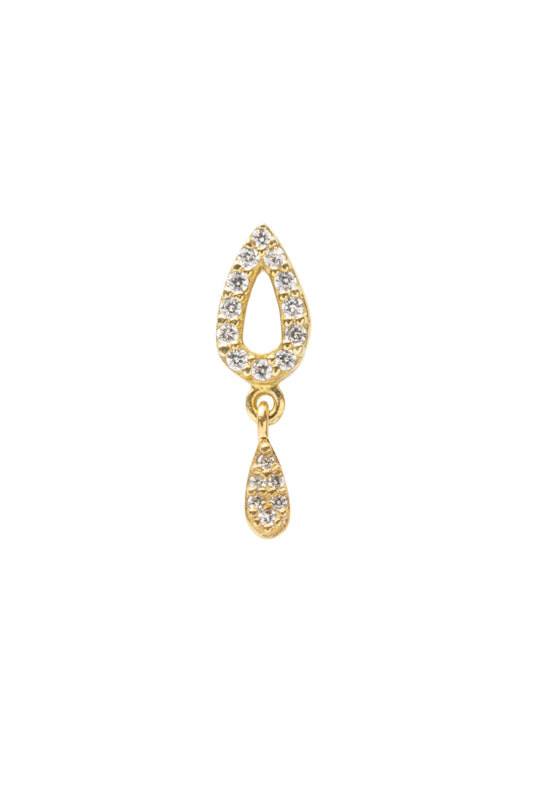 Golden Tear Drop Single Earring - Gold Plated