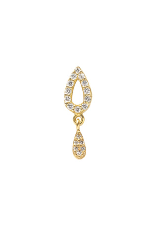 Golden Tear Drop Single Earring - Gold Plated