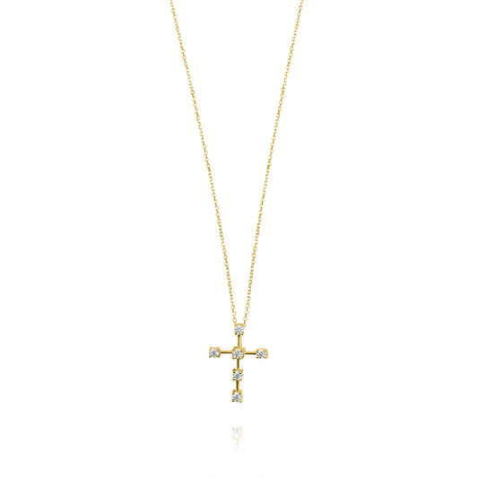Mini Cross 9k Yellow Gold Necklace