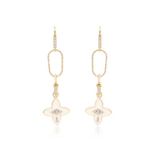 Ivory Power Flower Pair Earrings - Gold Plated