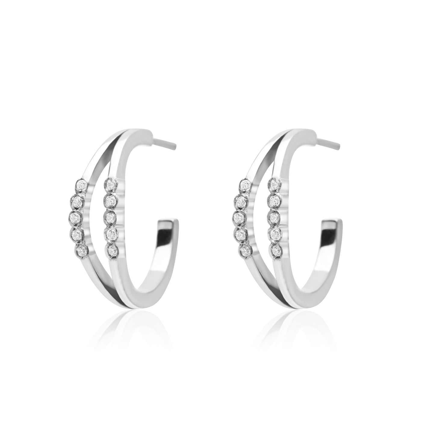 Double Bubble Pair Earrings - Silver