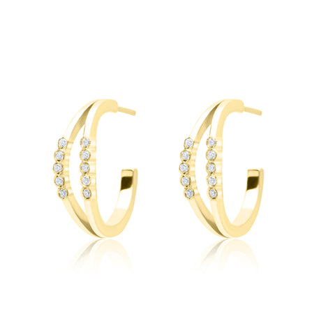Doubble Bubble Hoops Pair Earrings - Gold Plated