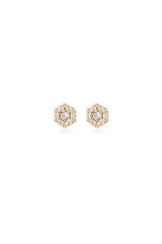Two in One Stud Pair Earrings - Gold Plated
