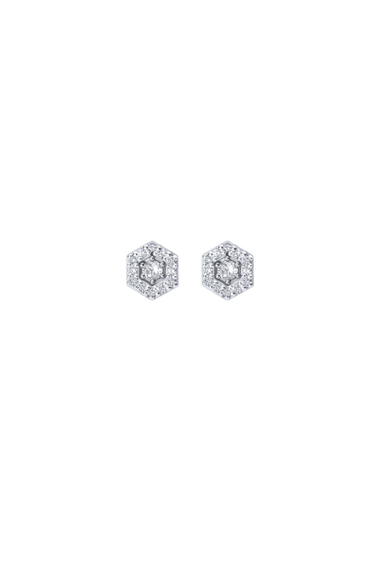 Two in One Stud Pair Earrings - Silver