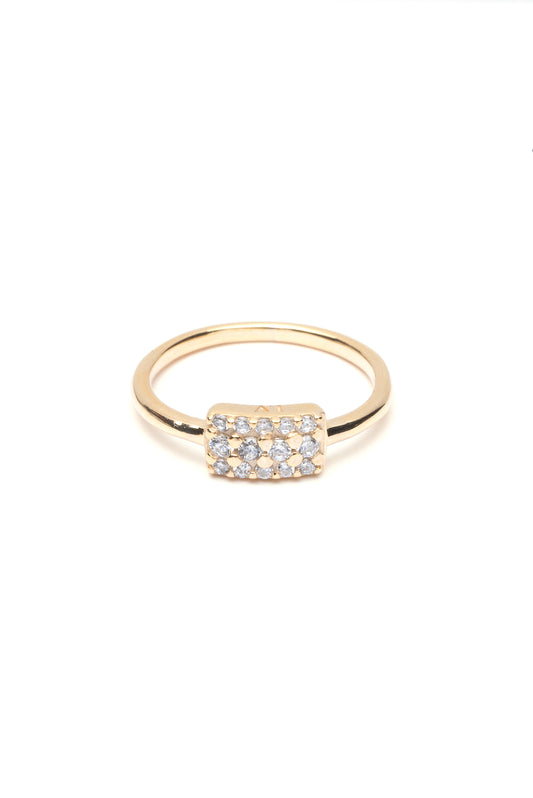 White Pave Ring - Gold Plated