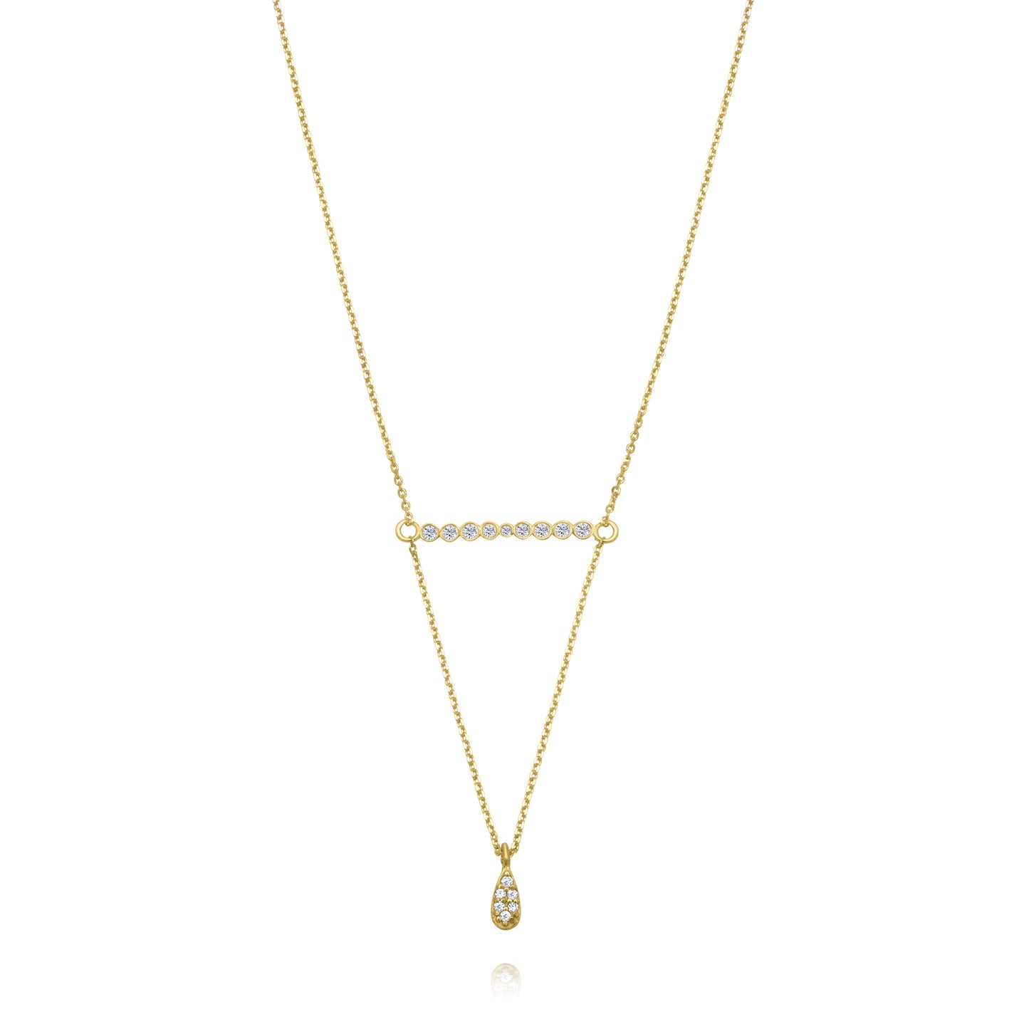 Bubble Line with Drop Necklace - Gold Plated