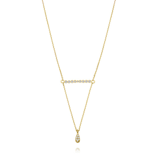 Bubble Line with Drop Necklace - Gold Plated