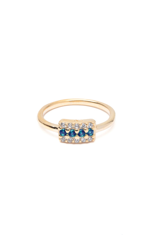 Sapphire Pave Ring - Gold Plated