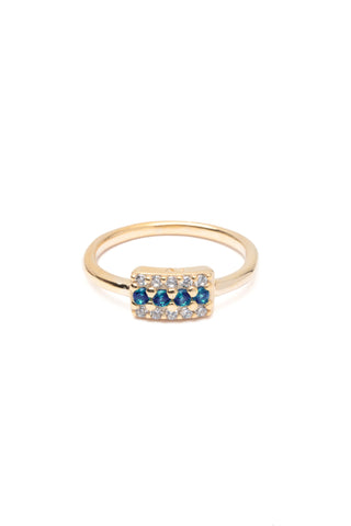 Sapphire Pave Ring - Gold Plated