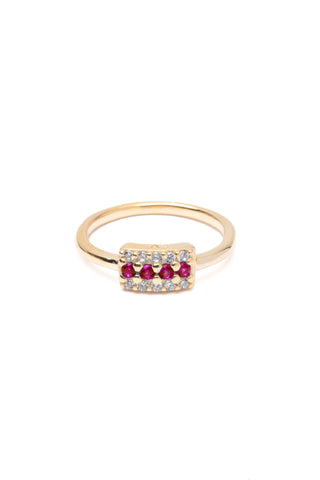 Ruby Pave Ring - Gold Plated