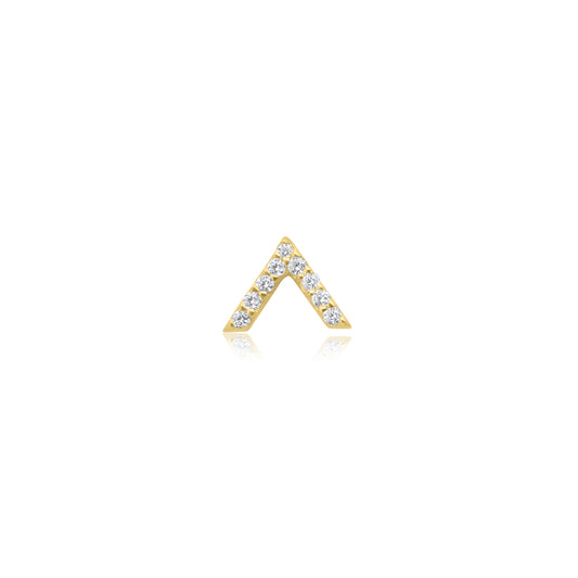 V Stud Single Earring - Gold Plated